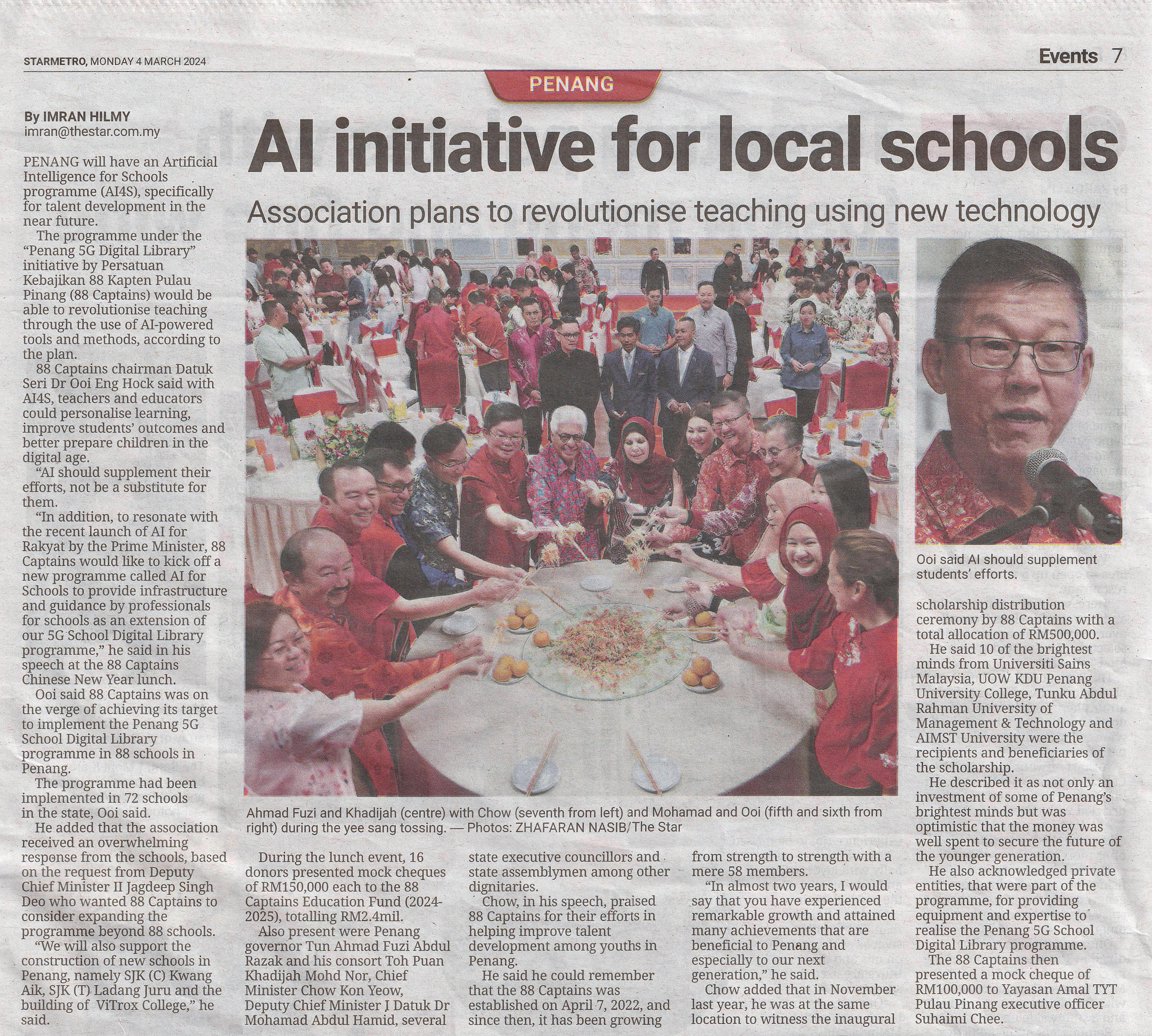 STAR newspaper article on CNY Luncheon 2024